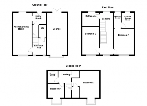 Floor Plan Image for 4 Bedroom Detached House for Sale in Rosewood Drive, Dewsbury