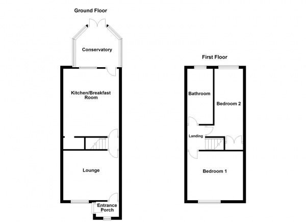 Floor Plan Image for 2 Bedroom Terraced House for Sale in Cross Keys, Ossett