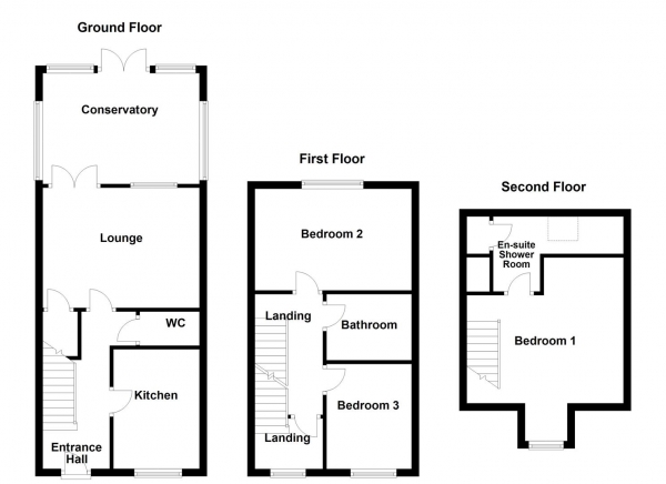 Floor Plan Image for 3 Bedroom Town House for Sale in Woodhead Close, Ossett