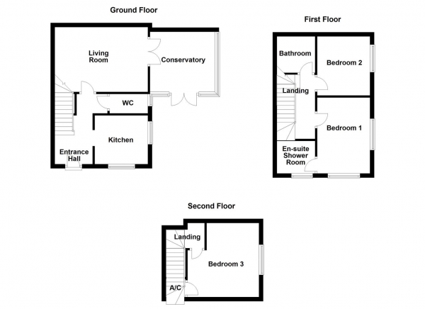 Floor Plan Image for 3 Bedroom Terraced House for Sale in Woodhead Close, Ossett