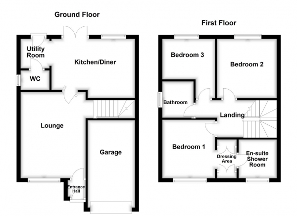 Floor Plan Image for 3 Bedroom Detached House for Sale in Rosewood Drive, Dewsbury