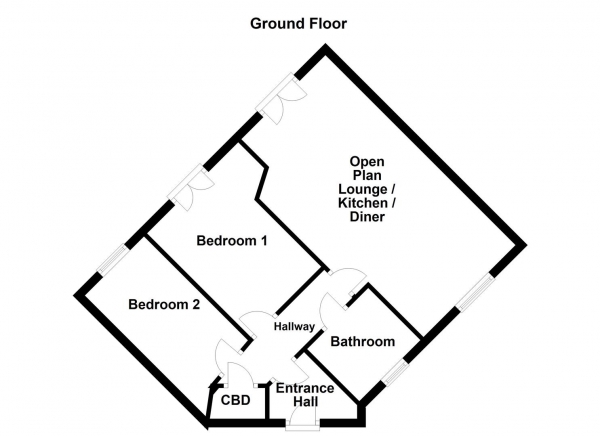 Floor Plan Image for 2 Bedroom Ground Flat for Sale in Spindle Close, Dewsbury