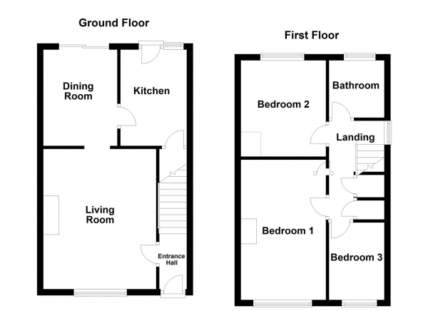 Floor Plan Image for 3 Bedroom End of Terrace House for Sale in Runtlings, Ossett