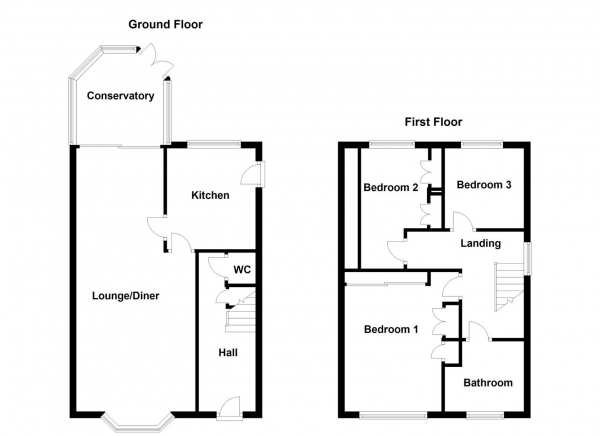 Floor Plan Image for 3 Bedroom Property for Sale in Queens Drive, Ossett