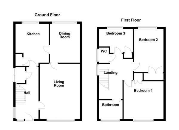 Floor Plan Image for 3 Bedroom Semi-Detached House for Sale in Kingsway Close, Ossett