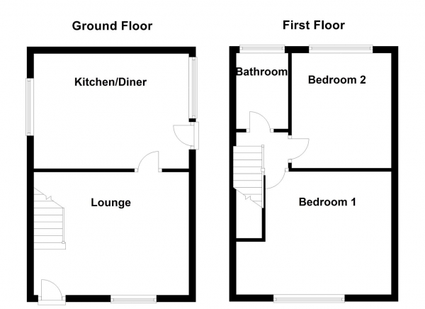 Floor Plan for 2 Bedroom Terraced House for Sale in Willans Road, Dewsbury, WF13 2NX, WF13, 2NX -  &pound125,000