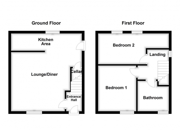 Floor Plan for 2 Bedroom End of Terrace House for Sale in Westfield Street, Ossett, WF5 8JE, WF5, 8JE - Offers Over &pound155,000