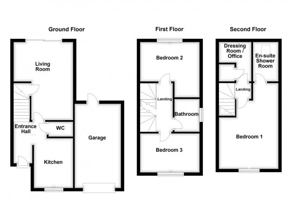 Floor Plan Image for 3 Bedroom Town House for Sale in Moorcroft, Ossett