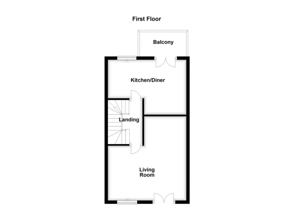 Floor Plan for 3 Bedroom Town House for Sale in Jilling Ing Park, Dewsbury, WF12, 8DL - OIRO &pound235,000