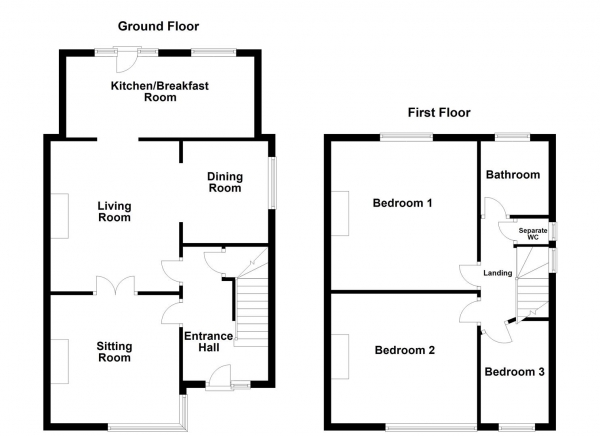 Floor Plan for 3 Bedroom Semi-Detached House for Sale in Torridon Road, Hanging Heaton, Dewsbury, WF12, 7NX -  &pound250,000