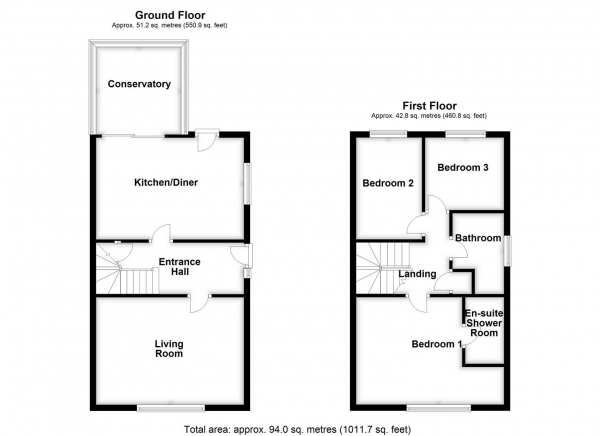 Floor Plan Image for 3 Bedroom Semi-Detached House for Sale in Greenacres Close, Ossett