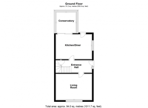 Floor Plan for 3 Bedroom Semi-Detached House for Sale in Greenacres Close, Ossett, WF5, 9SB -  &pound244,000