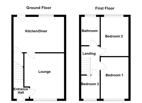 Floor Plan for 3 Bedroom Town House for Sale in Healey View, Ossett, WF5 8LX, WF5, 8LX - OIRO &pound180,000