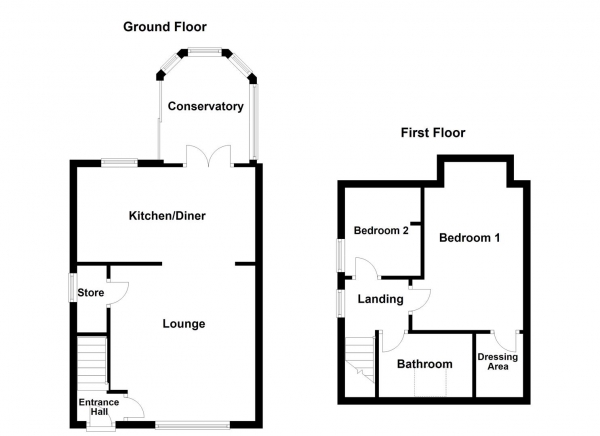 Floor Plan Image for 2 Bedroom Property for Sale in Runtlings, Ossett