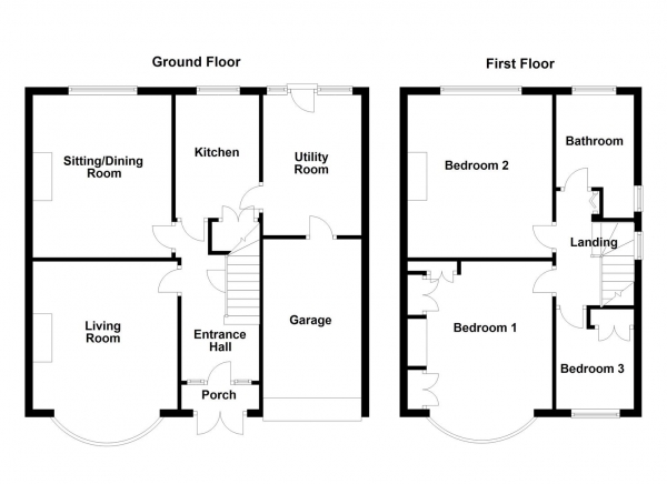 Floor Plan Image for 3 Bedroom Semi-Detached House for Sale in Grasmere Road, Dewsbury