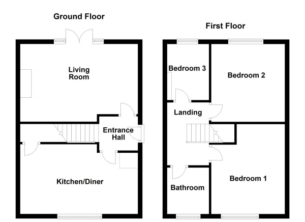 Floor Plan for 3 Bedroom Semi-Detached House for Sale in Moor Park Gardens, Dewsbury, WF12, 7AS - Offers Over &pound210,000