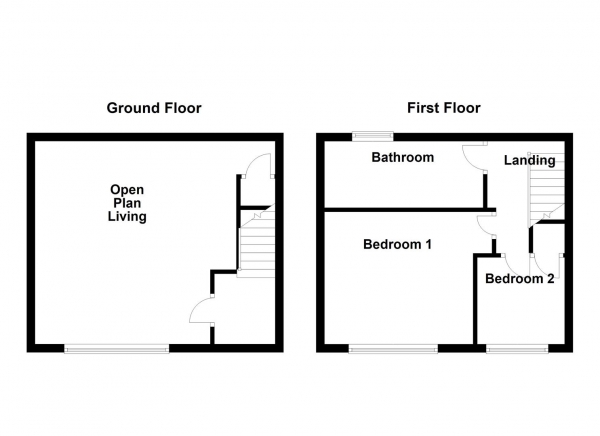 Floor Plan for 2 Bedroom End of Terrace House for Sale in Wesley Street, Ossett, WF5 8EZ, WF5, 8EZ -  &pound110,000