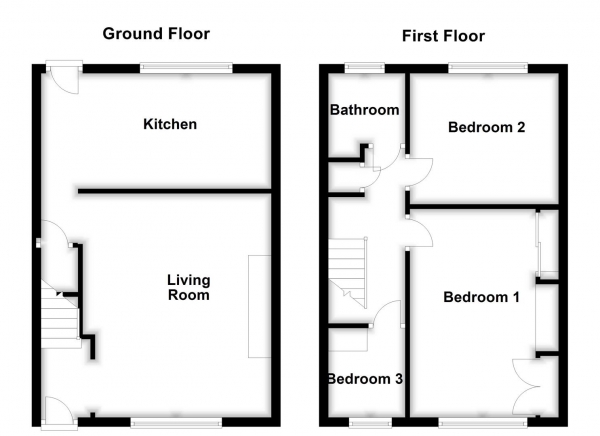 Floor Plan for 3 Bedroom Terraced House for Sale in Intake Lane, Ossett, WF5, 0RG -  &pound150,000