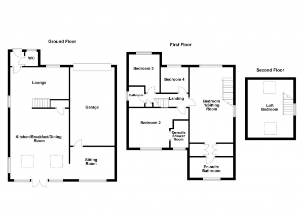 Floor Plan for 4 Bedroom Detached House for Sale in Manor Park, Dewsbury, WF12, 7ST -  &pound489,950