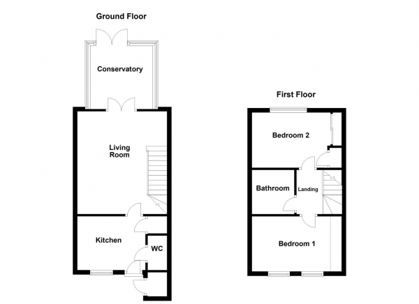 Floor Plan for 2 Bedroom Town House for Sale in Pavilion Court, Dewsbury, WF12, 8RZ - OIRO &pound170,000