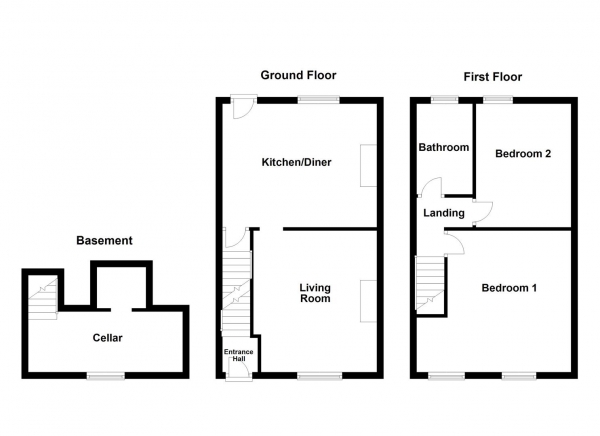 Floor Plan for 2 Bedroom Terraced House for Sale in Headlands Road, Ossett, WF5, 8HY -  &pound169,950