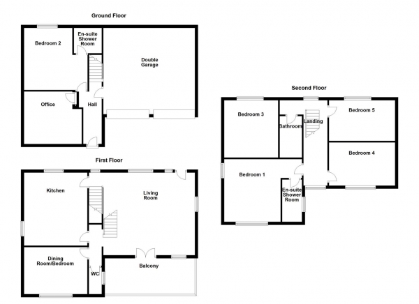 Floor Plan for 5 Bedroom Detached House for Sale in Broad Oaks Close, Dewsbury, WF12, 8RH - Guide Price &pound450,000