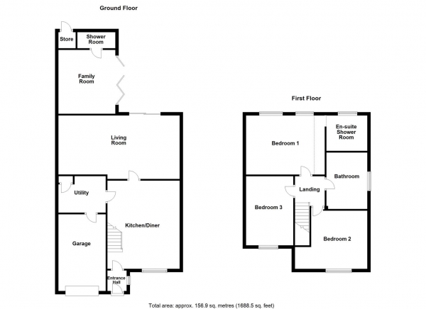 Floor Plan for 3 Bedroom Detached House for Sale in High Street, Ossett, WF5, 9RQ - Guide Price &pound375,000