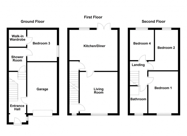 Floor Plan Image for 4 Bedroom Town House for Sale in Cliffe Street, Dewsbury