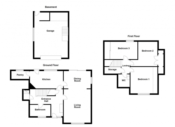 Floor Plan Image for 3 Bedroom Property for Sale in Kirkgate, Hanging Heaton, Batley