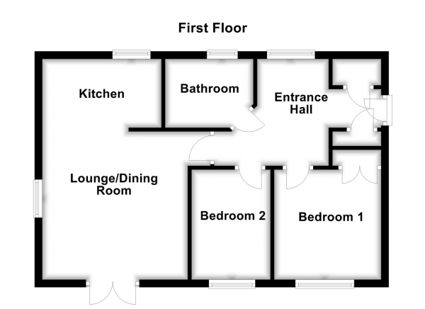 Floor Plan Image for 2 Bedroom Property for Sale in Elsham Meadows, Dewsbury