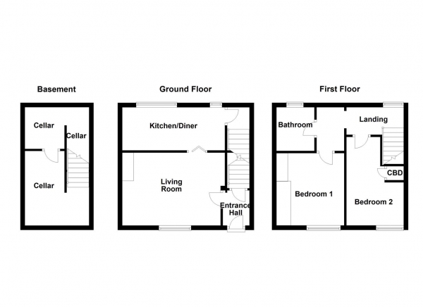 Floor Plan Image for 2 Bedroom End of Terrace House for Sale in Chickenley Lane, Dewsbury