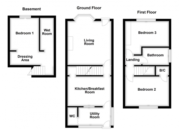 Floor Plan Image for 3 Bedroom End of Terrace House for Sale in New Road, Middlestown