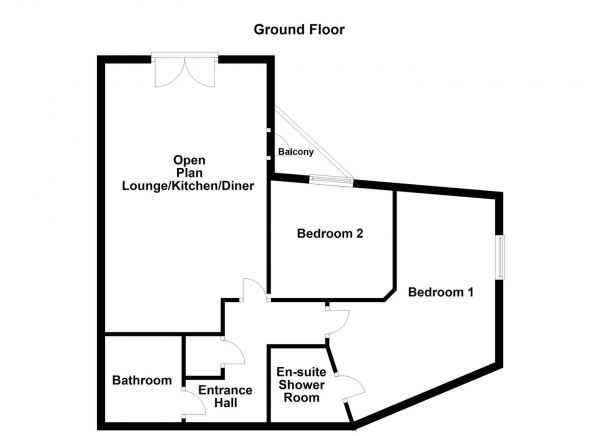 Floor Plan Image for 2 Bedroom Flat for Sale in Textile Street, Dewsbury