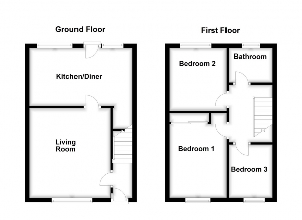 Floor Plan Image for 3 Bedroom End of Terrace House for Sale in Dale Close, Ossett