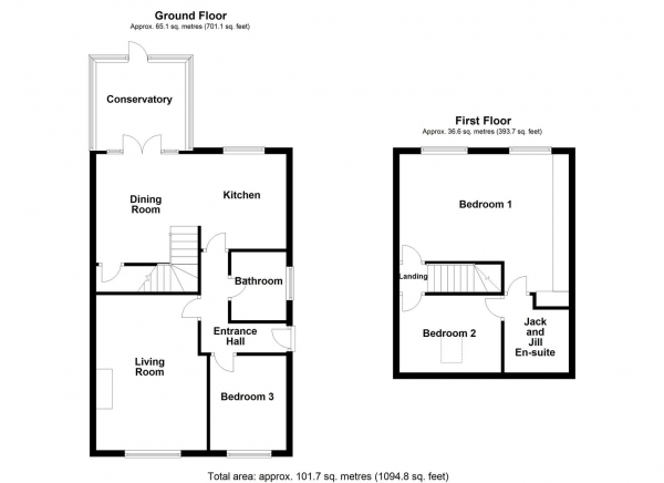 Floor Plan Image for 3 Bedroom Semi-Detached Bungalow for Sale in Healey Road, Ossett