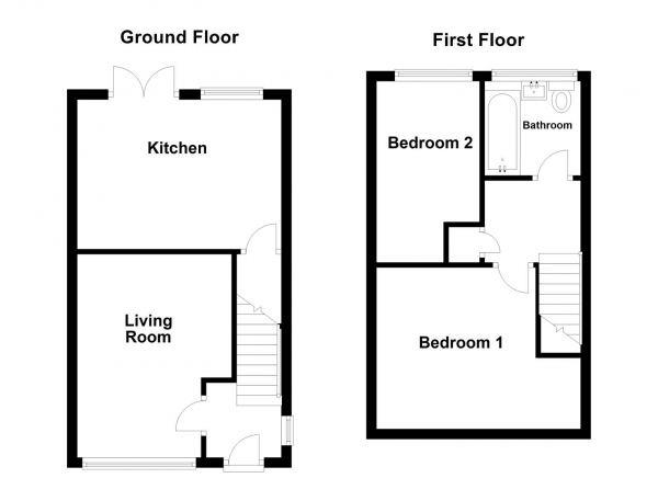 Floor Plan Image for 2 Bedroom End of Terrace House for Sale in Wheat Close, Dewsbury