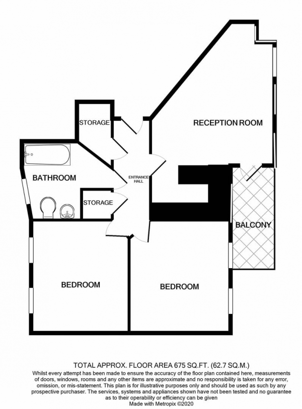 Floor Plan Image for 2 Bedroom Apartment for Sale in Cawdor Crescent, Birmingham City Centre