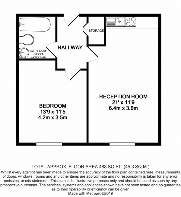 Floor Plan Image for 1 Bedroom Apartment to Rent in Water Street, Jewellery Quarter