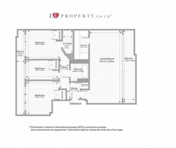 Floor Plan Image for 3 Bedroom Apartment for Sale in The Qube, Birmingham City Centre