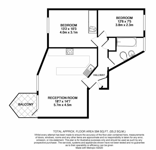 Floor Plan Image for 2 Bedroom Apartment for Sale in Boston House, Waterside Drive