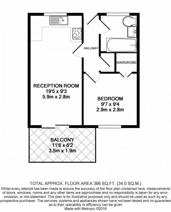 Floor Plan Image for 1 Bedroom Apartment for Sale in Kings Court, St Paul's Square