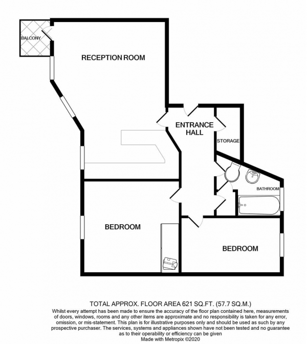 Floor Plan Image for 2 Bedroom Apartment for Sale in Houston House, Birmingham City Centre