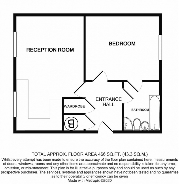 Floor Plan Image for 1 Bedroom Apartment for Sale in Old Silver Works, Jewellery Quarter