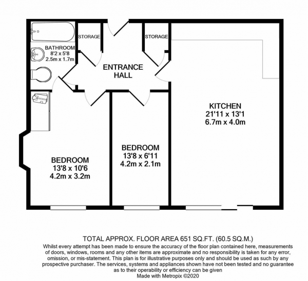 Floor Plan Image for 2 Bedroom Apartment for Sale in City Walk, Birmingham City Centre