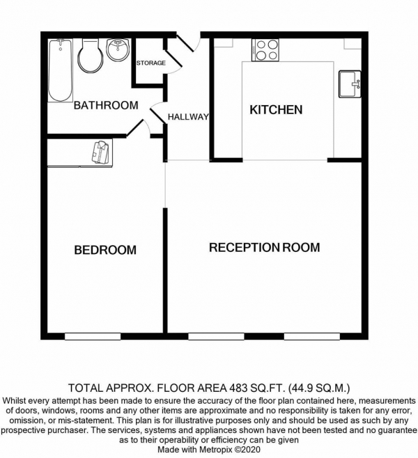 Floor Plan Image for 1 Bedroom Apartment for Sale in Cube East, Birmingham City Centre