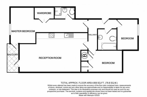 Floor Plan Image for 3 Bedroom Apartment for Sale in The Orb Apartments, Jewellery Quarter