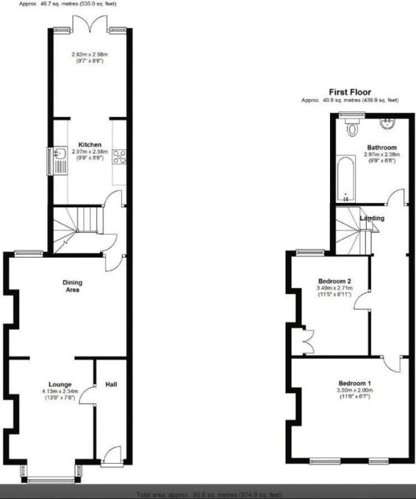 Floor Plan Image for 2 Bedroom Terraced House for Sale in Waterloo Road, Birmingham