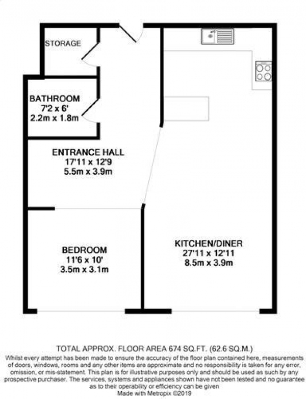 Floor Plan Image for 1 Bedroom Apartment for Sale in New Hampton Lofts, Jewellery Quarter