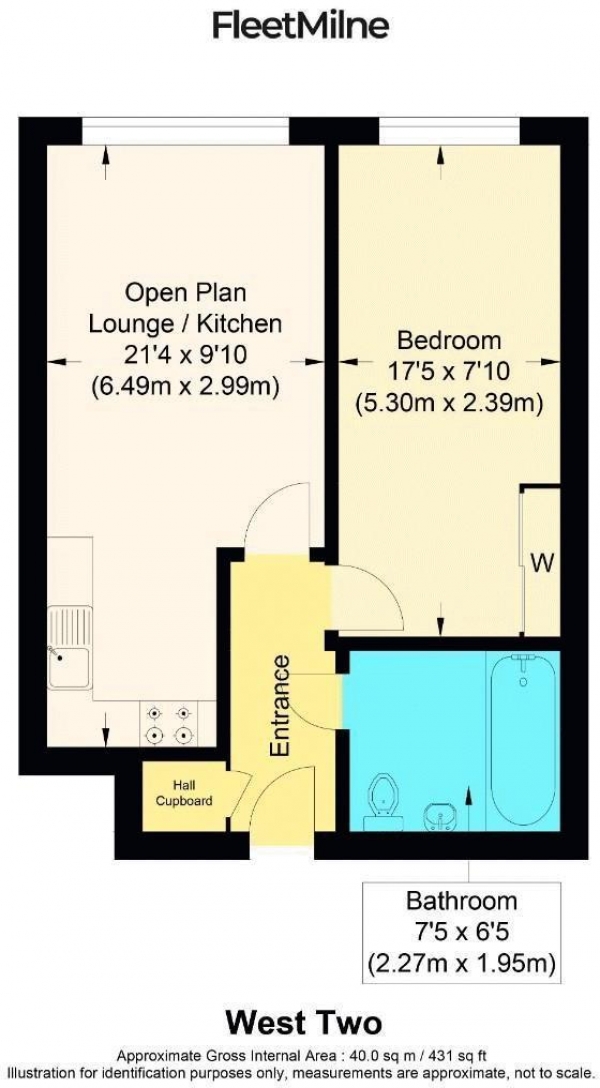 Floor Plan Image for 1 Bedroom Apartment to Rent in West Two Apartments, Birmingham City Centre