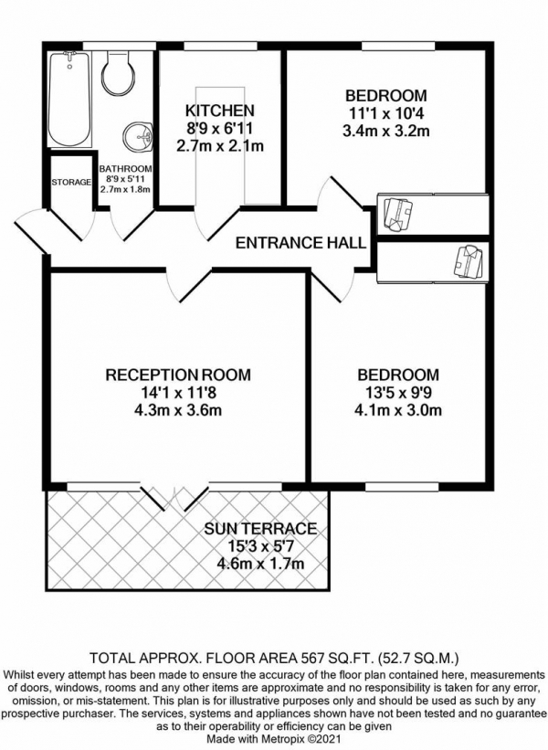 Floor Plan Image for 2 Bedroom Apartment for Sale in Queens Court, St Pauls Square